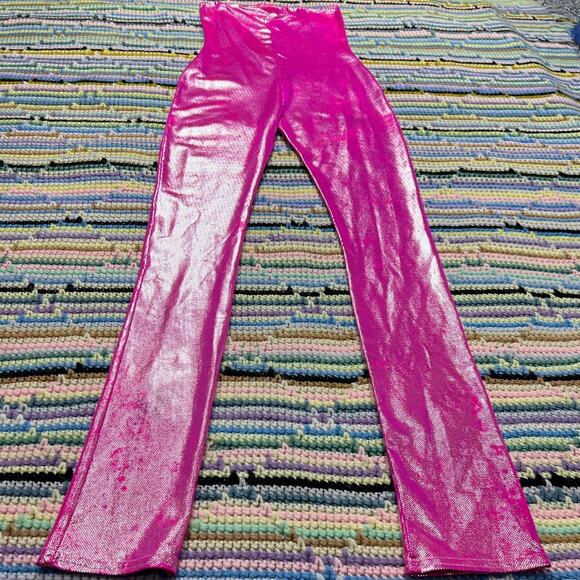 80s Pink Metallic Disco Strapless Jumpsuit - Picture 2 of 6